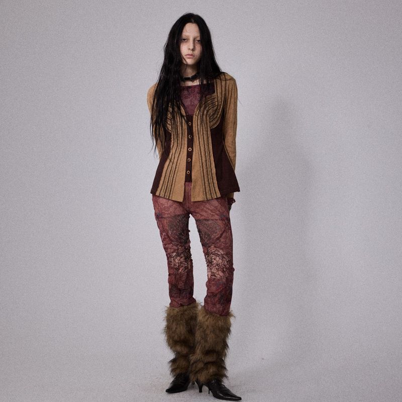 SHEISSHE/SUEDE SPLICED STRUCTURED SLIM-FIT JACKET