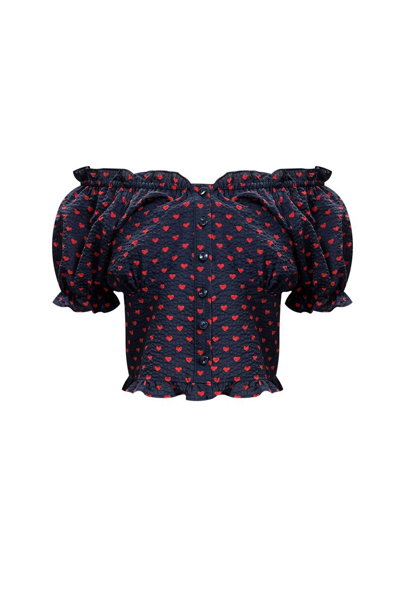MINI HEART TWO WAY BLOUSE / NAVY