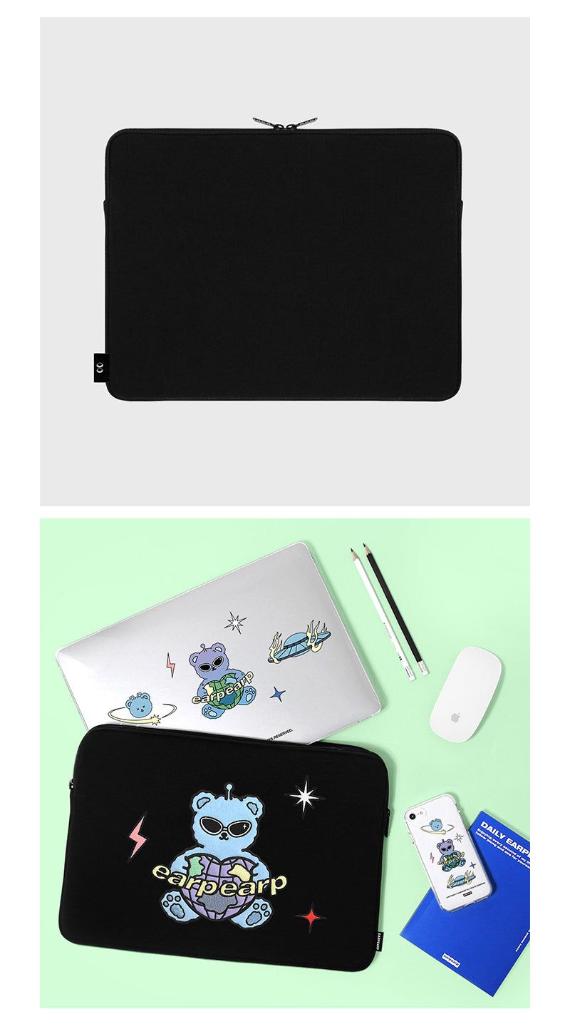SPACE NIGHT BEAR-BLACK(13INCH NOTEBOOK POUCH)