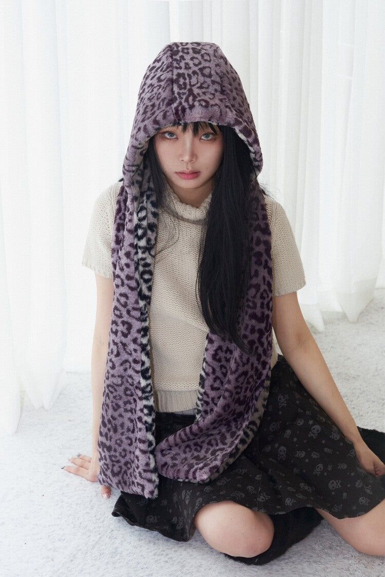 PINCUNOMARU（ピンクノマル）の「 [limited] Leopard reversible hood muffler (purple)（Fashion Accessories）」