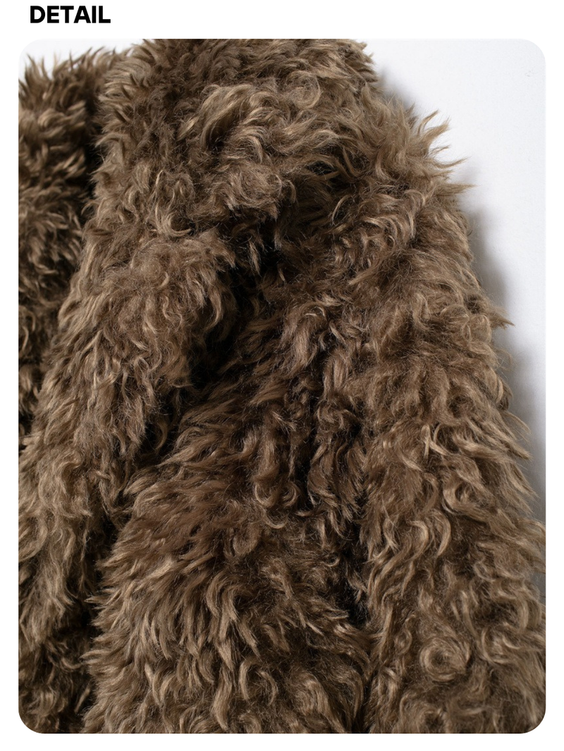 Dark Brown Poodle Fur Jacket