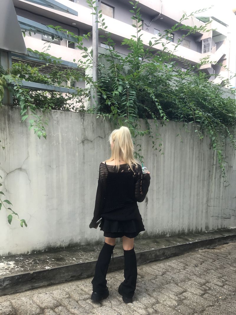 vintage punk damage long knitwear