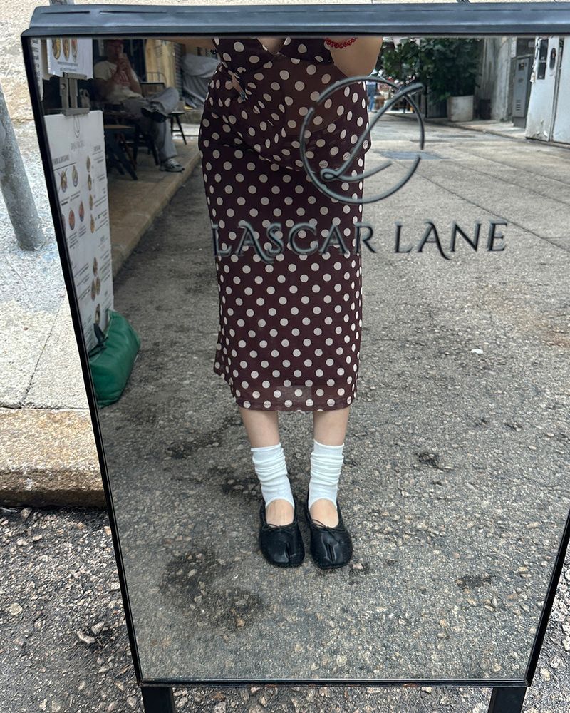 Chocolat Ribbon Dot Midi Skirt
