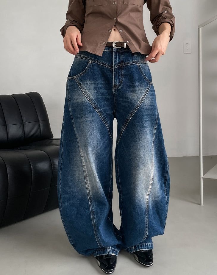 ULAN(ユレン)の「Tiv Curved Cut Balloon Denim Pants(Pants)」