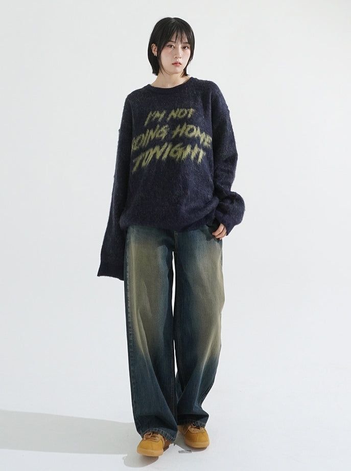 Retro washing denim pants