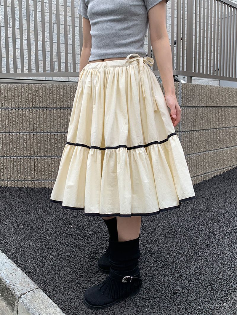 TAPE FLARE RIBBON SKIRT (2C)
