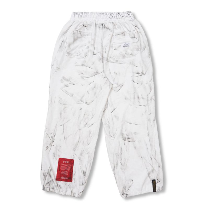 Dirty Washed Wide Jogger Pants Black / White