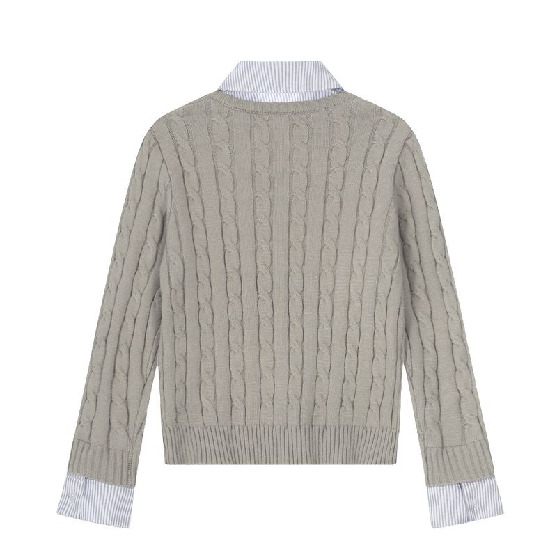 Harlow Shirt-Layer Cable Sweater