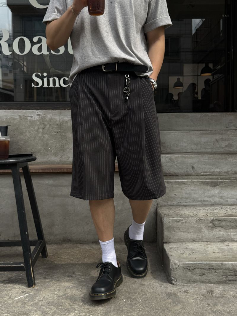 Laurent keyring stripe bermuda pants