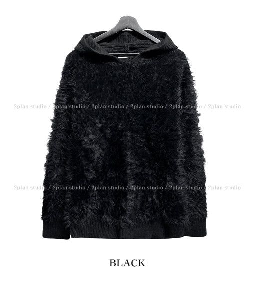 Trimming Mohair Hood Layer Knit