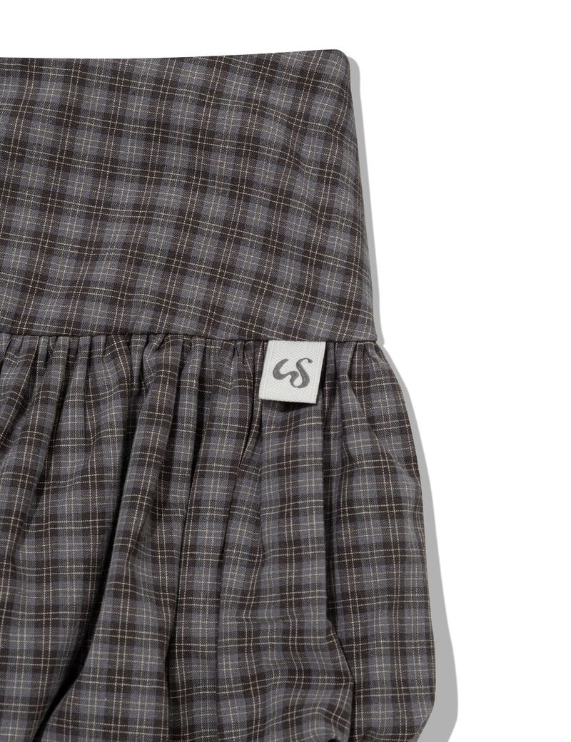 CHECKERED PUMPKIN SKIRT PANTS(GREY)