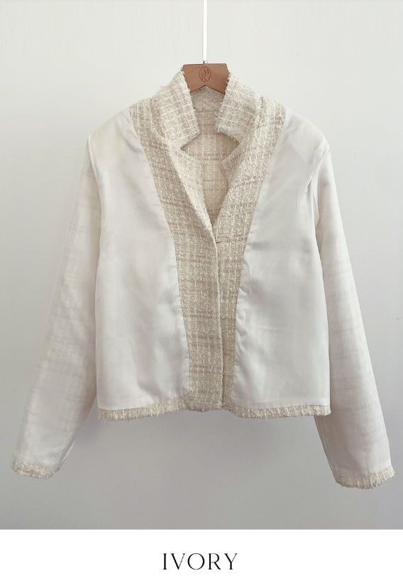 Ronda Mix Collar Pearl Tweed Jacket