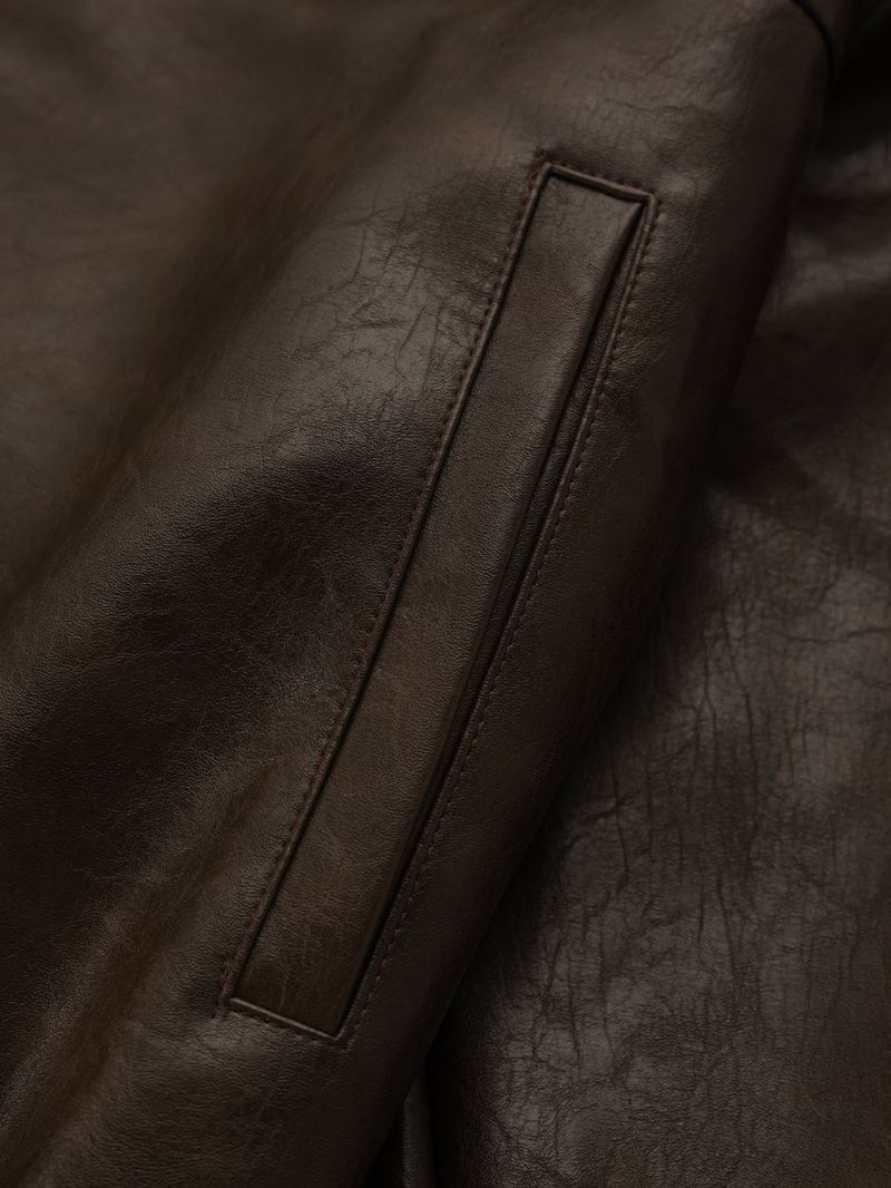 High-neck Leather Jacket_Black