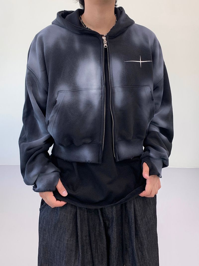 Unisex Tie Dye Over Hooded Zip-Up 2C