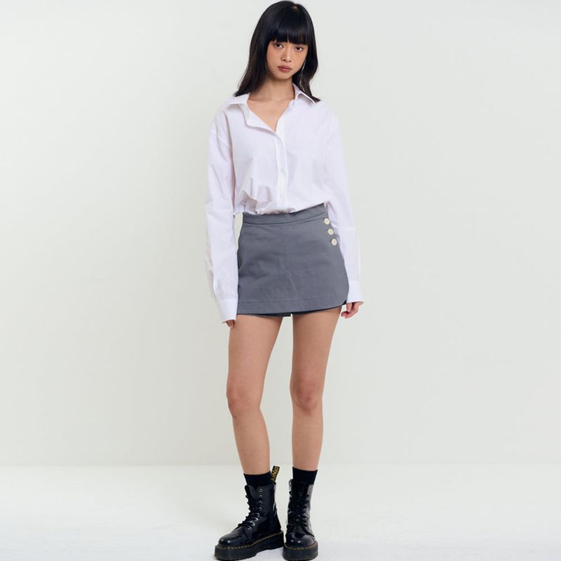Button Detail Skort Gray