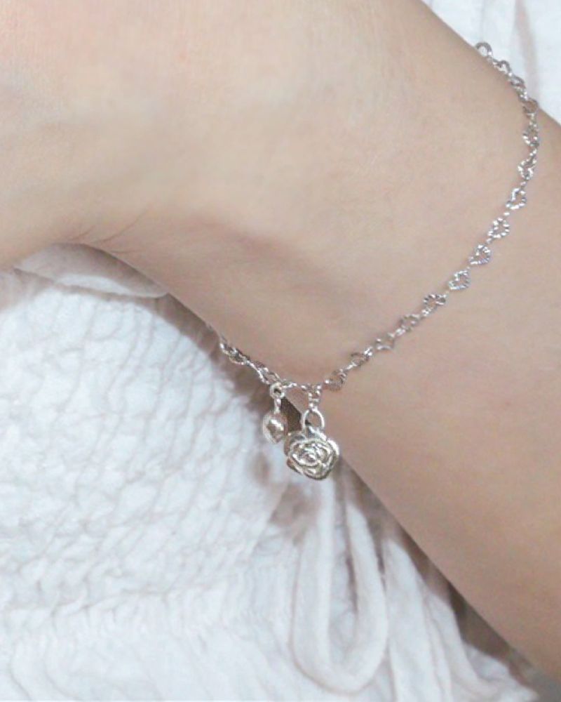 Loasi（ロアシ）の「[MADE] ラブリーローズ.ローズハートチェーンブレスレット（アクセサリー）」