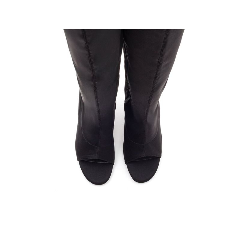Stretch Slim Fit Open Toe Boots Heel(Black)