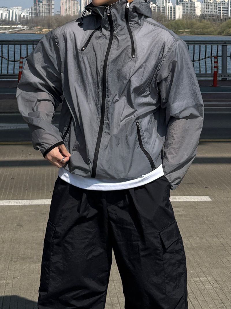 Rex cut line zipper windbreaker
