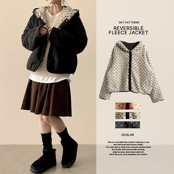 hijjoo（ハイチュー）の「[Double-sided/Reversible*] PN Heart Pattern Fleece Hooded Jumper（Jackets/Outerwear）」