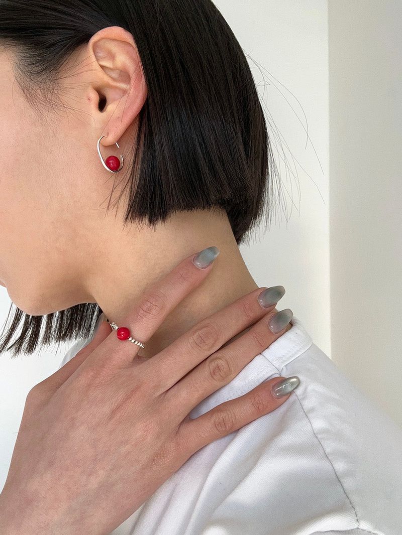 [925silver] Red point earring