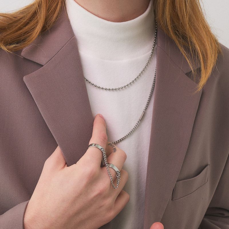 [Two-line set] Surgical steel necklace_CLEF TWO TONE NEC