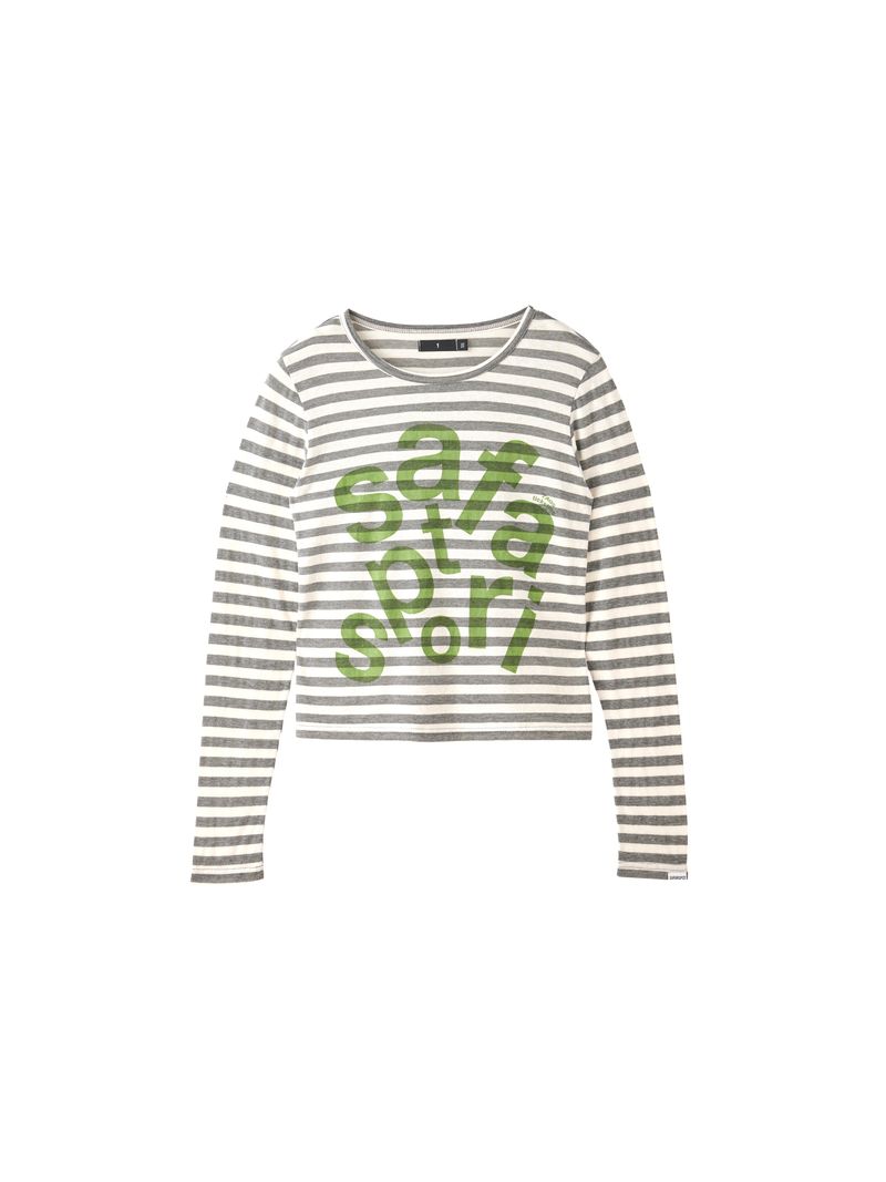 1/2 TICKETING STRIPE BORDER TEE (GREY)