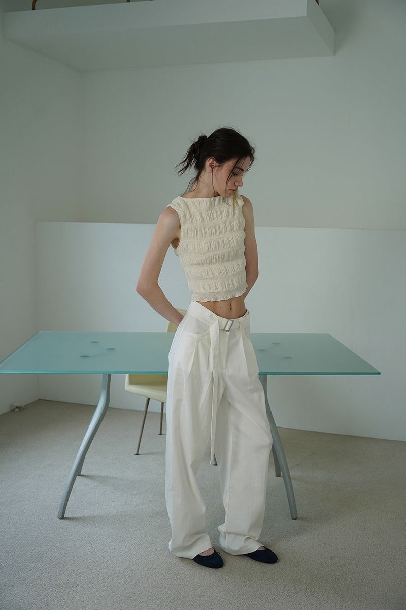 Smoke shirring blouse_cream
