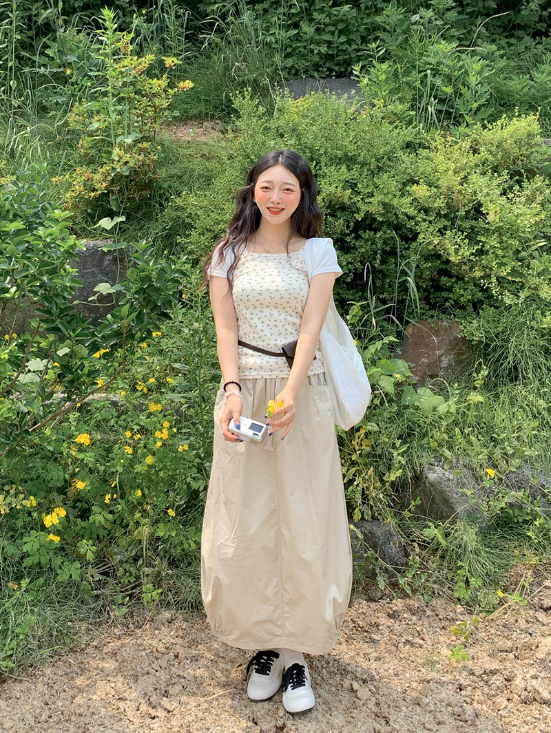pumpkin balloon pocket long skirt