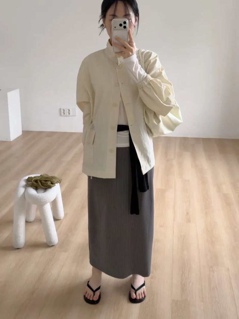 Low Nylon String Loose Fit Jacket
