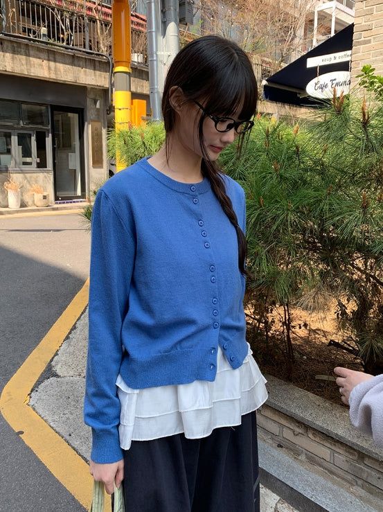 BAON（バオン）の「ハユシラウンドネックボタンカーディガン（トップス）」