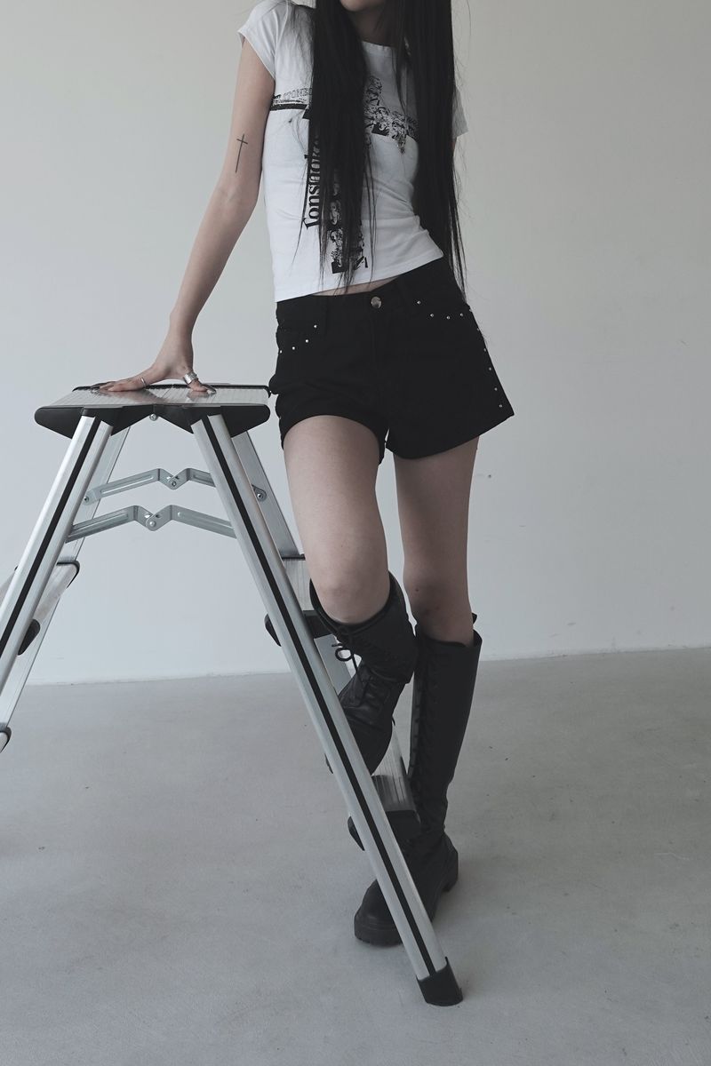 unique studded summer short pants (2color)