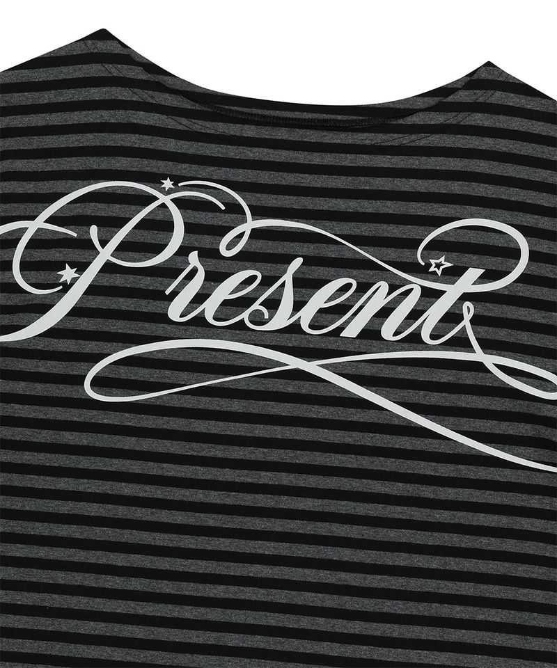 STRIPE PRESENT ONE SHOULDER LS TEE