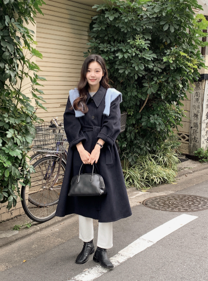 [SHOPPERMADE] ハンドメイドシングルロングウールコート (3color)