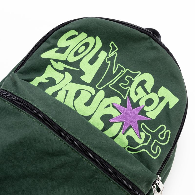 Printed Twill Pocket Backpack (Green)