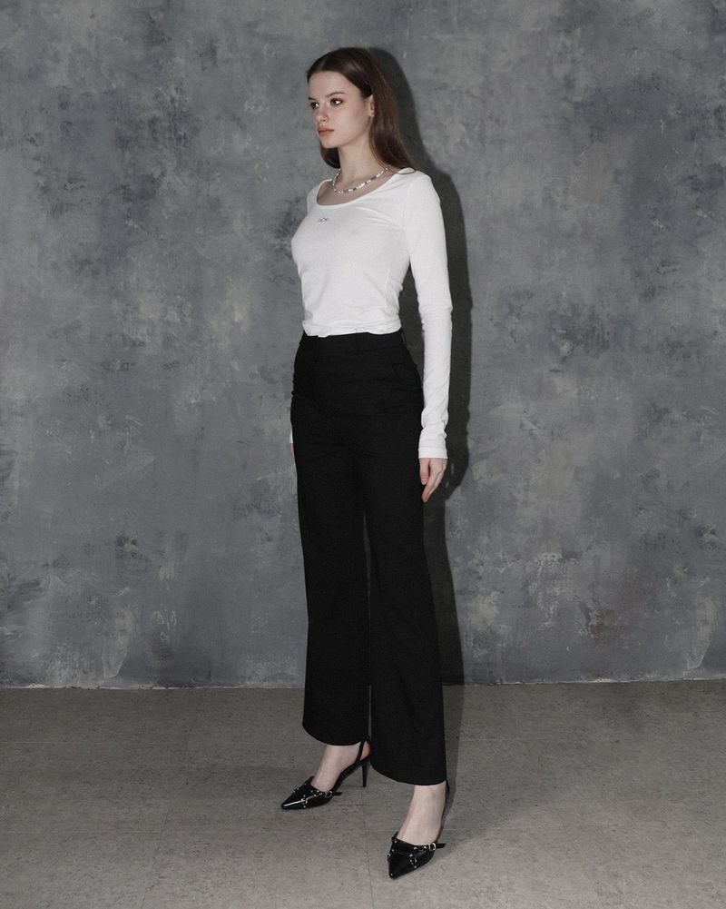 Metal Triclipse Semi Bootcut Slacks Black
