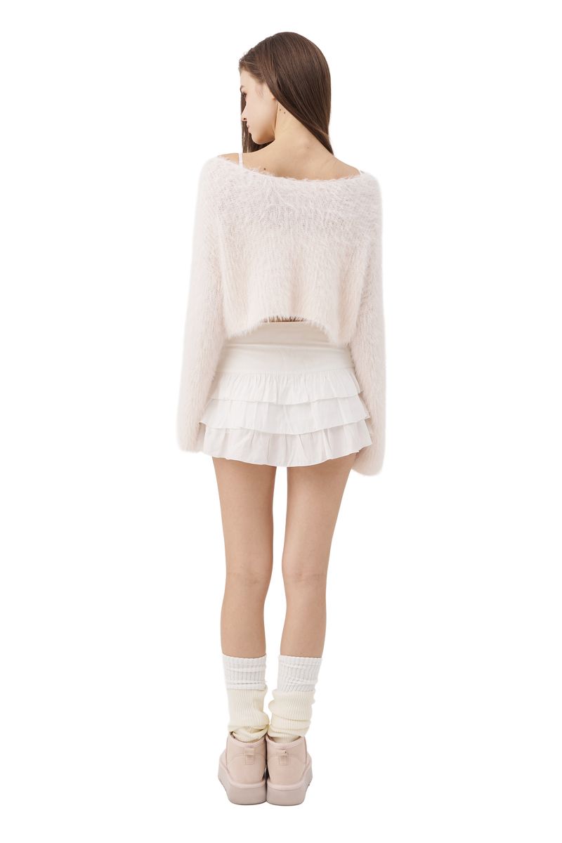 Cloud one-shoulder button knit, Pink