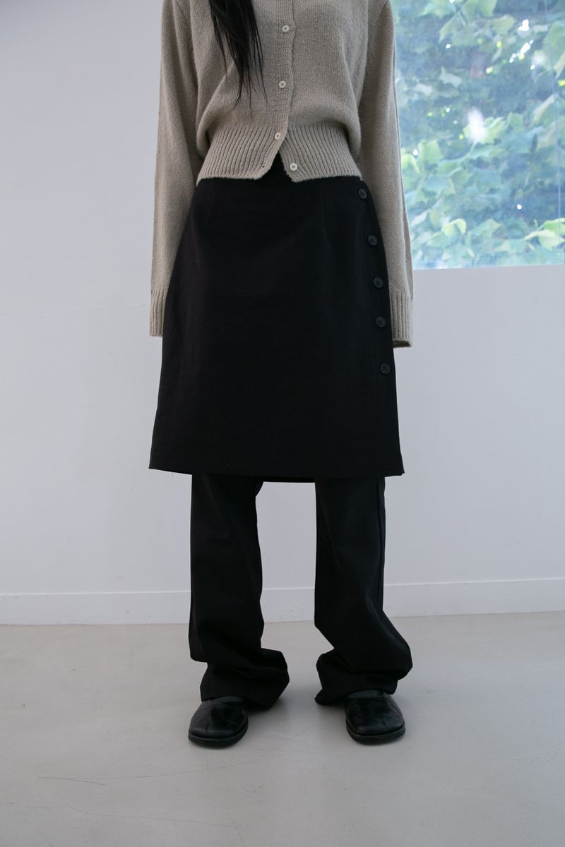 button wrap skirt pants(3colors)