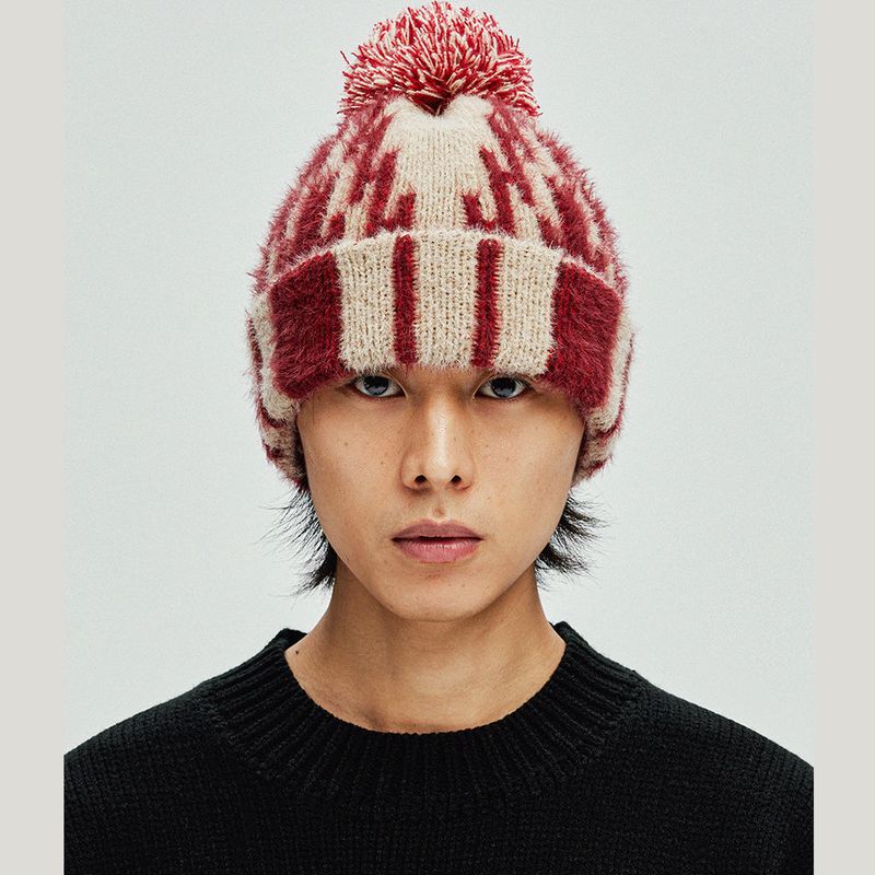navajo pattern beanie red