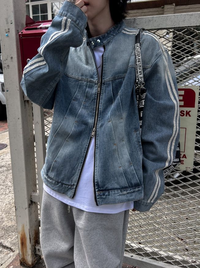Wings Track Gradient Pinch Denim Jacket