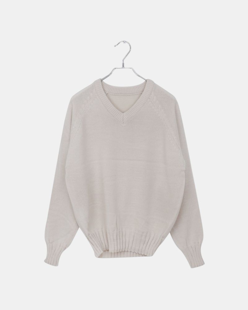 Shus Basic V-neck Loose Fit Long Sleeve Knit