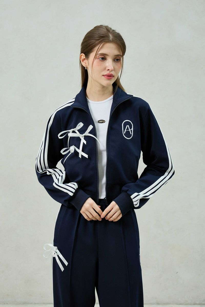 RIBBON JERSEY TRACK TOP / NAVY