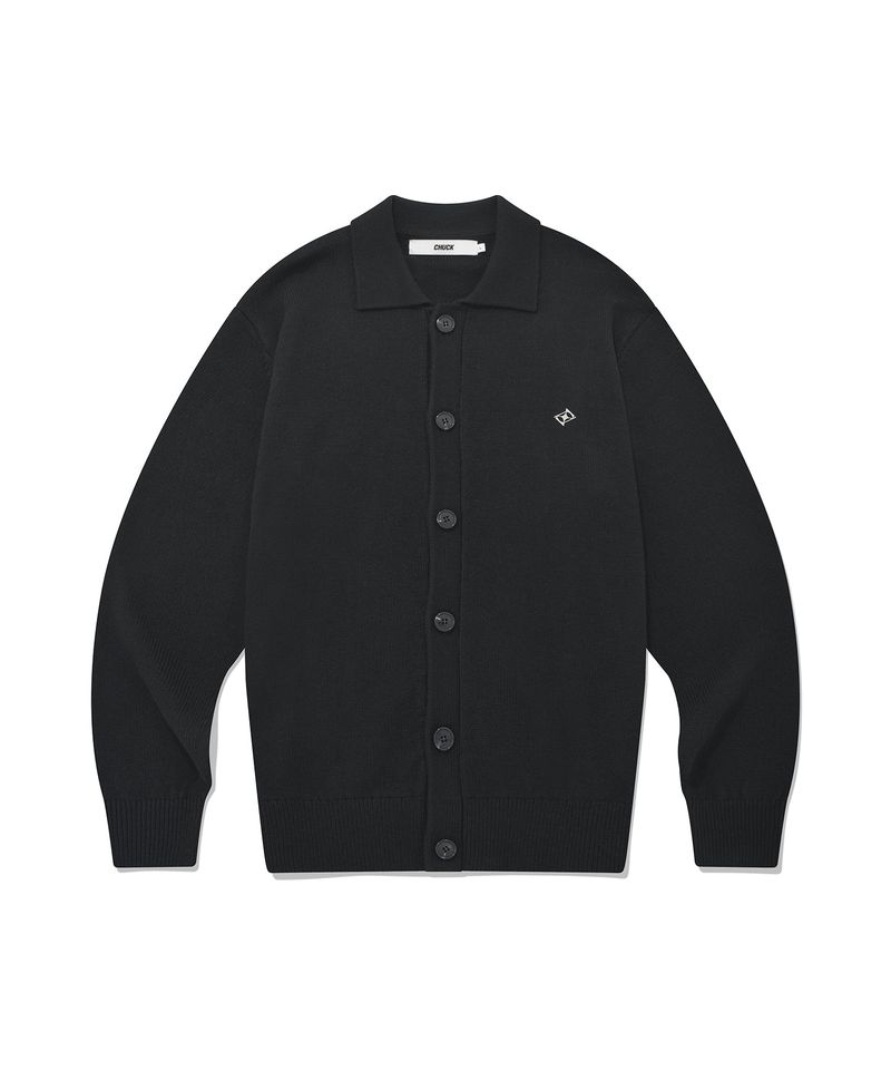 CHUCK（チャック）の「CHUCK シャープロゴカラーニットカーディガン / CHUCK SHARP LOGO COLLAR KNIT CARDIGAN (BLACK)（）」