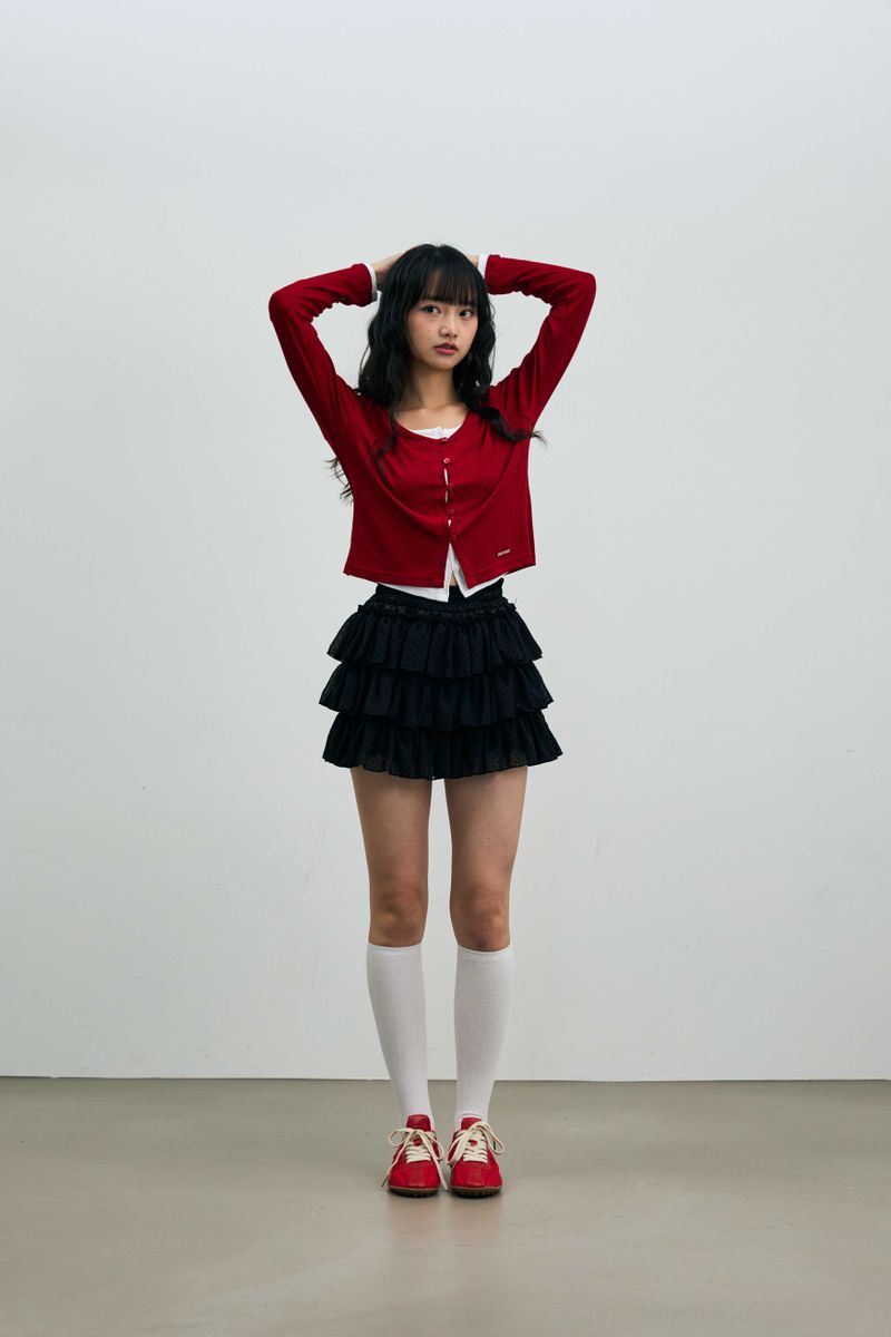 MINI HEART CANCAN SKIRT PANTS / BLACK