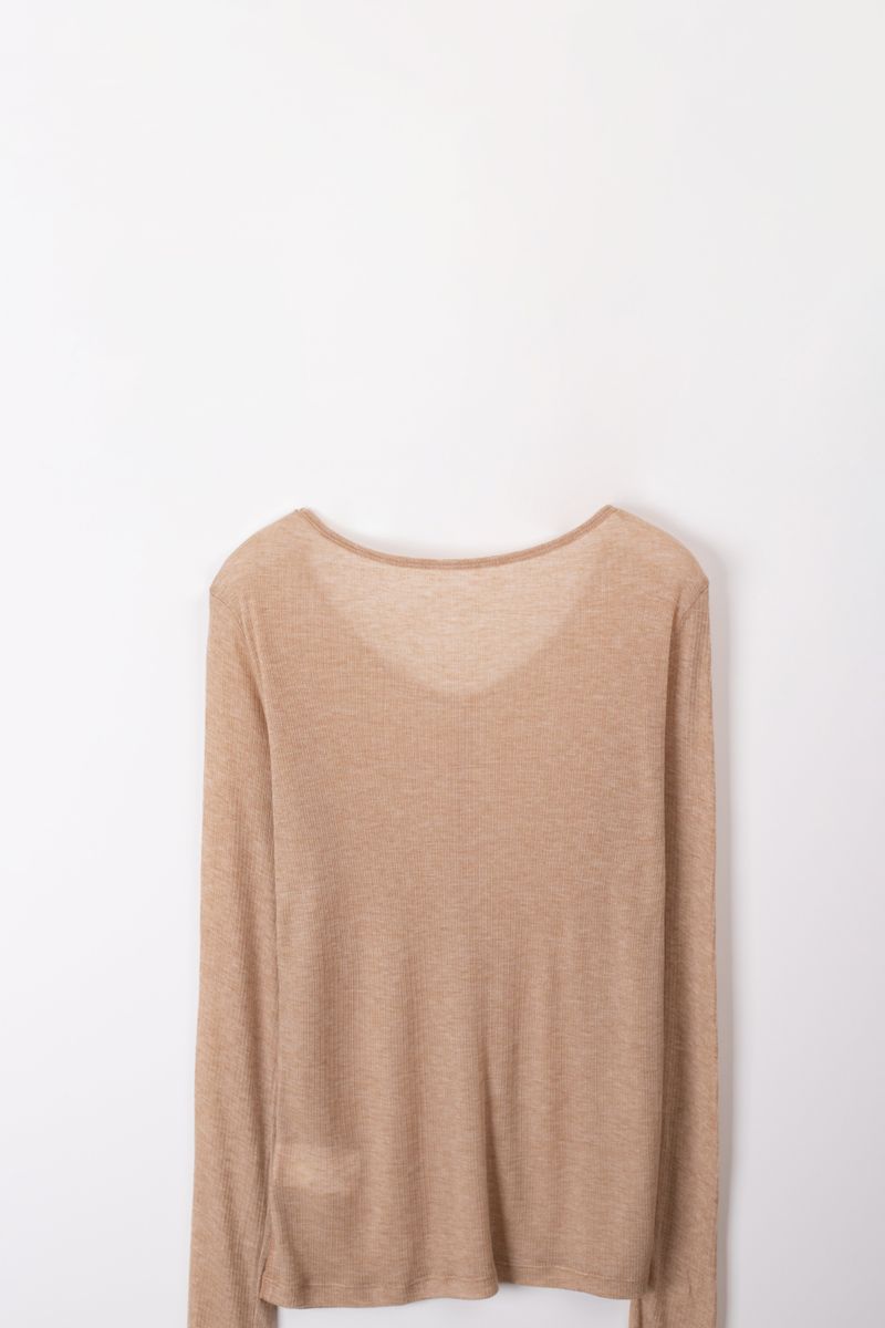 Wool boat neck T (Beige)