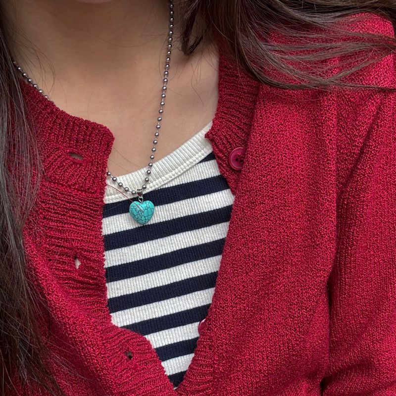 [MADE]Turquoise heart chain Necklace