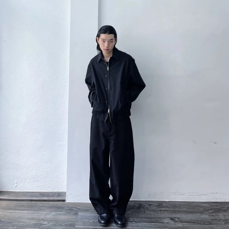チェックド ジップ シャツ ジャケット