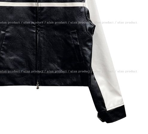 Peer One Track Crop Leather Jacket