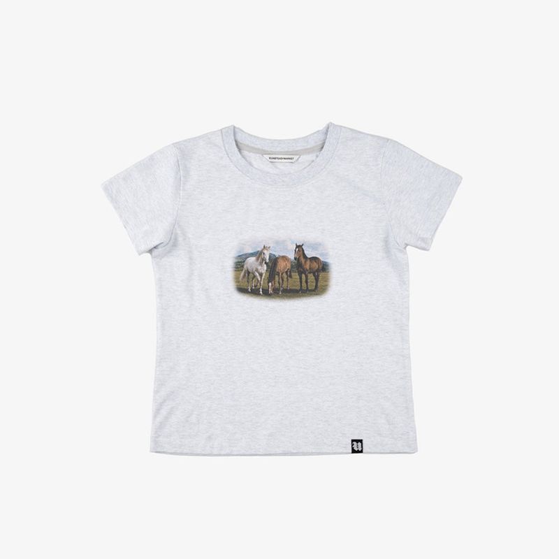 Horses Graphic Tee_Light grey