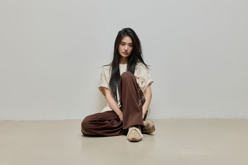 Embroidered Track Pants_Brown