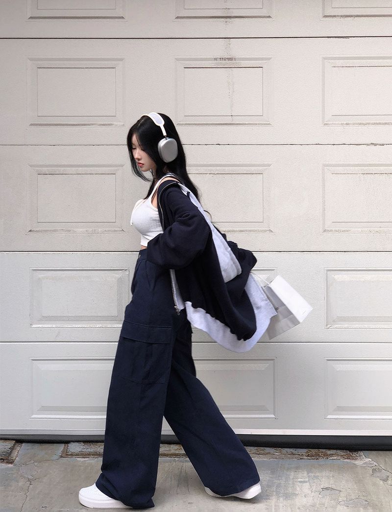 [BELLIDE MADE] suede pocket wide cargo pants